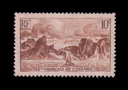French Oceanic Settlement 1948 - Moorea Coastline, Boat, Mountains, 1 Value, Mint, S.G. 186
