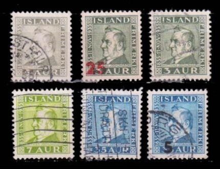 ICELAND 1935 - Birth Centenary of M. Jochumsson, Poet, Set of 6 Used Stamps, S.G. 216-219, 237, 261, Cat. £ 12.50