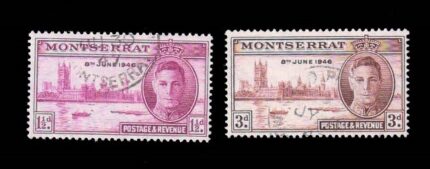 MONTSERRAT 1946 - King George VI, Victory in 2nd World War, Set of 2 Stamps, Used, S.G. 113-114