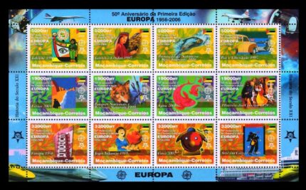 MOZAMBIQUE 2006 - 50th Anniversary of EUROPA Stamps, Miniature Sheet of 12 Stamps, MNH