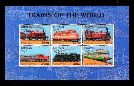 BHUTAN 1996 - Train-Diesel Electric Locomotives, Sheet of 6 Stamps, MNH, S.G. 1105-1110, Cat. £ 9