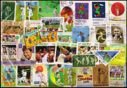 CRICKET ON STAMPS – Worldwide 100 Different, Mint and Used Stamps
