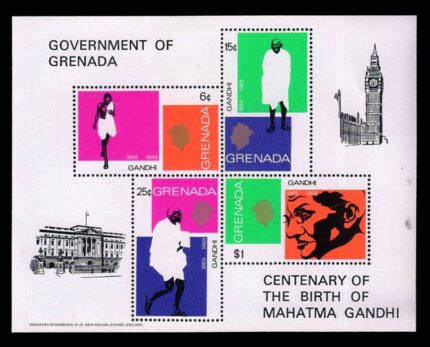 GRENADA 1969 - Mahatma Gandhi, Imperf Miniature Sheet