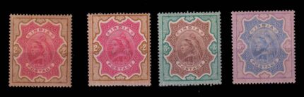 INDIA 1895 – Head of the Queen Victoria from Portrait, Set of 4 Stamps, Mint Hinged As Per Scan, S.G. 107-109, 135 Years Old Stamps
