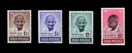 INDIA 1948 – Mahatma Gandhi Mourning Issue, 1st Anniversary of Independence, Set of 4 Stamps, MNH
