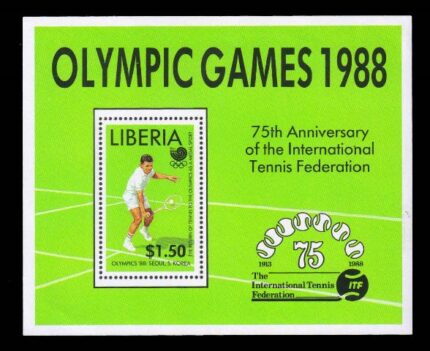 LIBERIA 1988 - Lawn Tennis, Olympic Games Seoul, Miniature Sheet, MNH, S.G. MS 1702