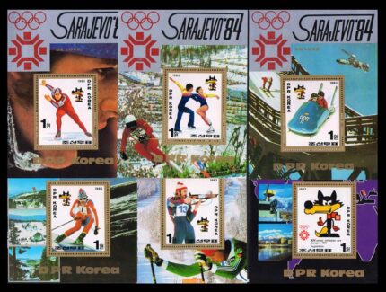 NORTH KOREA 1983 - Winter Olympic Games, Sarajevo, Ice Games, Set of 6 Miniature Sheets, MNH