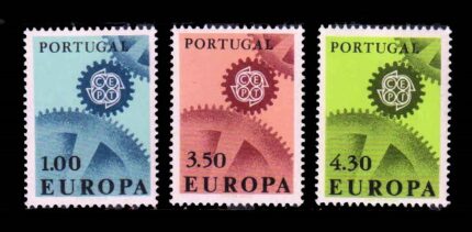 PORTUGAL 1967 - Europa Cogwheels, Set of 3 Stamps, MNH, S.G. 1312-1314, Cat. £ 40