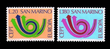 SANMARINO 1973 - Europa, Posthorn, Set of 2 Stamps, MNH, S.G. 964-965