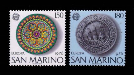 SANMARINO 1976 - Europa, Handicrafts, Polychrome Plate and Silver Plate, Set of 2 Stamps, MNH, S.G. 1060-1061