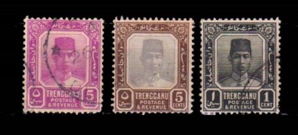 TRENGGANU 1921 - 3 Different, Sultan Suleiman, Used Stamps