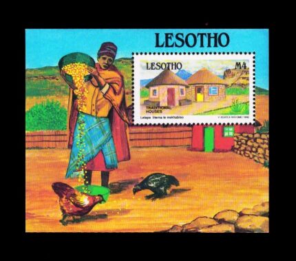 LESOTHO 1993 - Decorated Houses, Miniature Sheet, MNH, S.G. MS 1177, Cat. £ 4.25