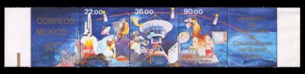 MEXICO 1985 - Morelos Telecommunication, Satellite, Set of 3 + 2 Labels, MNH, S.G. 1777-1779