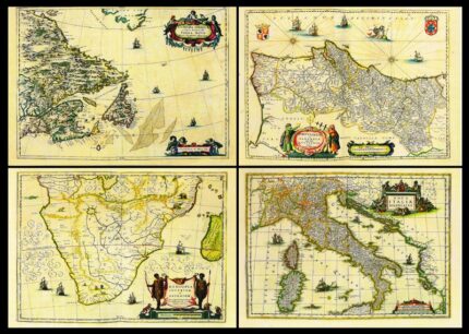 VATICAN CITY 1997 - Map of Cape of Good Hope, Portugal, Italy and Gulf of St. Lawrence, Set of 4 Picture Postcards
