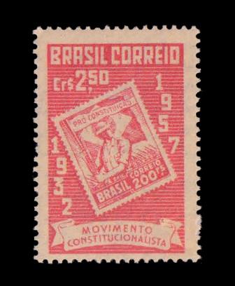 BRAZIL 1957, Stamp On stamp Of 1932, 1 Value, Mint, S.G. 960