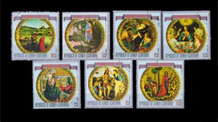 Equatorial Guinea 1973- Easter, Paintings, Set Of 7, Cancelled