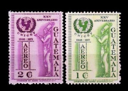 Guatemala 19671 - UNICEF, Maya Statue, Set of 2, MNH S.G. 921-921a