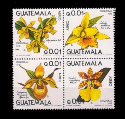 Guatemala 1978 - Orchids, Flowers, Block of 4, MNH, S.G. 1100-1103