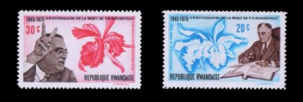 RWANDA 1970- F.D. Roosevelt & Flowers, Orchids, 2 Different, MNH, S.G. 391-392