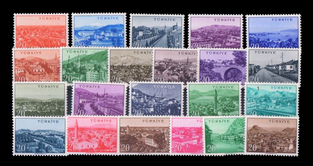 TURKEY 1958- Turkish Towns, Buildings, & Architecture, 22 Different Stamps, MNH, (Size 32x22mm)