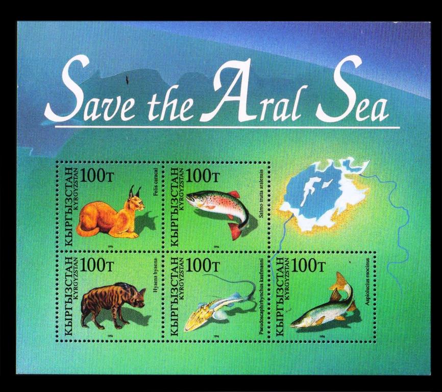 Kyrgyzstan 1996- Save The Aral Sea, Animal, Fishes, Sheet Of 5 Stamps, S.G. MS115, Cat.£6.50