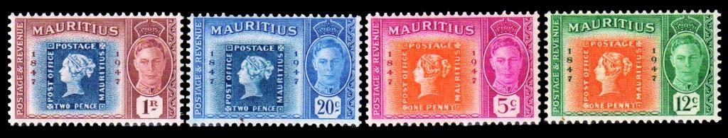Mauritius 1948- King George VI, Stamp On Stamp, Set Of 4, MNH, S.G. 266-269,