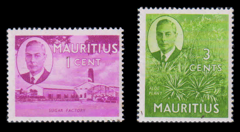 Mauritius 1950- King George VI- Factory & Plant, Set Of 2, MNH, S.G. 276-278
