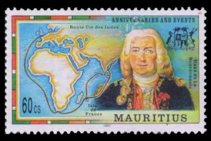 Mauritius 1997- Governor Bourdonnais And Map, Mauritius History, 1 Value, MNH, S.G. 960, Cat. £1.25