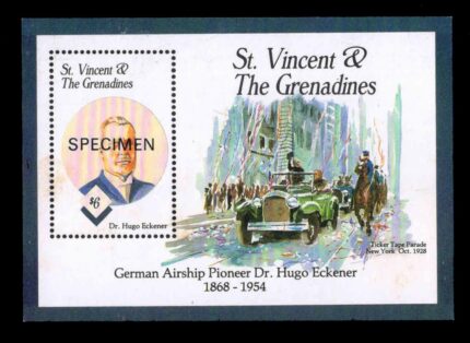 St. Vincent 1993- Dr. Hugo Eckener, Airship Pioneer, Zeppelin, Specimen, Ms, S.G. Ms2305 b