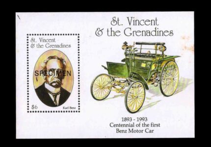 St. Vincent 1993- Karl Benz, Benz Motor Car, Specimen, Ms, S.G. Ms2310 b